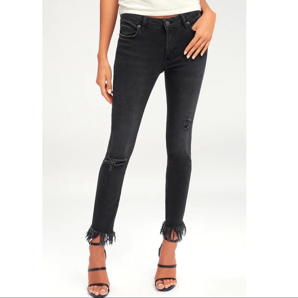 Free People Great Heights Frayed Fringe Skinny Crop Jeans
